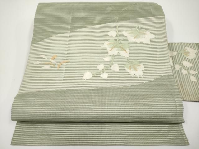 平和屋着物＊夏物　八寸名古屋帯　絽綴れ　枝葉文　正絹　逸品　CABH6160tx