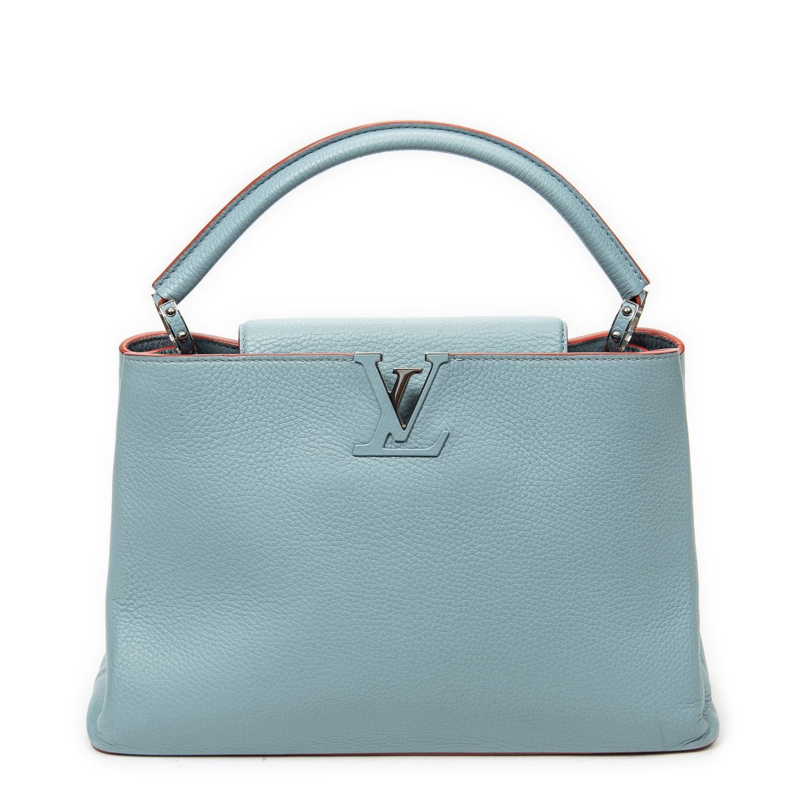 [中古] LOUIS VUITTON ルイヴィトンカプシーヌ水色、赤トリヨンクレマンスレザーA