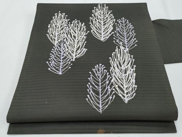 平和屋着物＊夏物　塩瀬　九寸名古屋帯　ろうけつ染　草木文　正絹　逸品　CABH8017fb