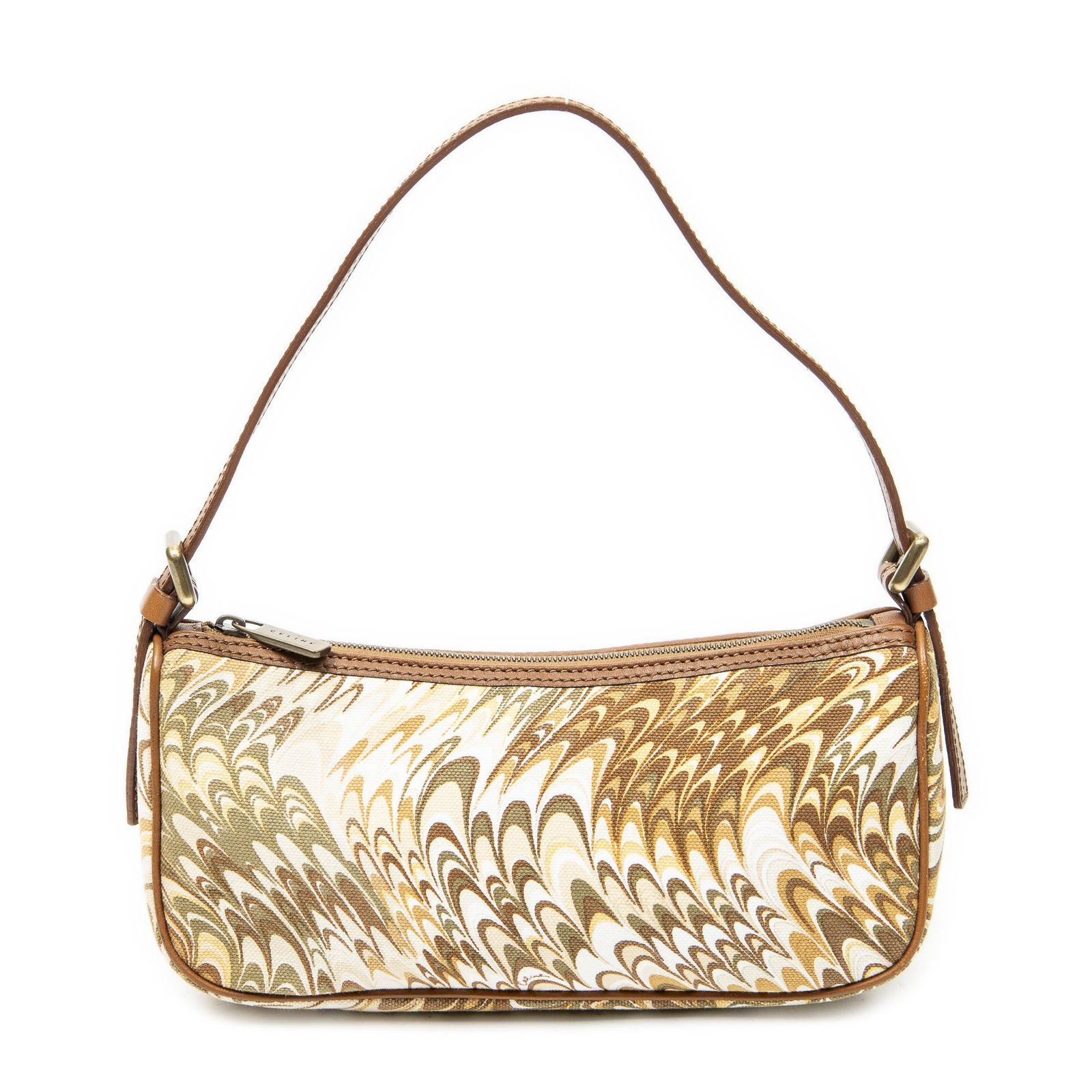 [中古] CELINE セリーヌPrinted Zip Pochetteブラウン/ベージュプリントキャンバスA