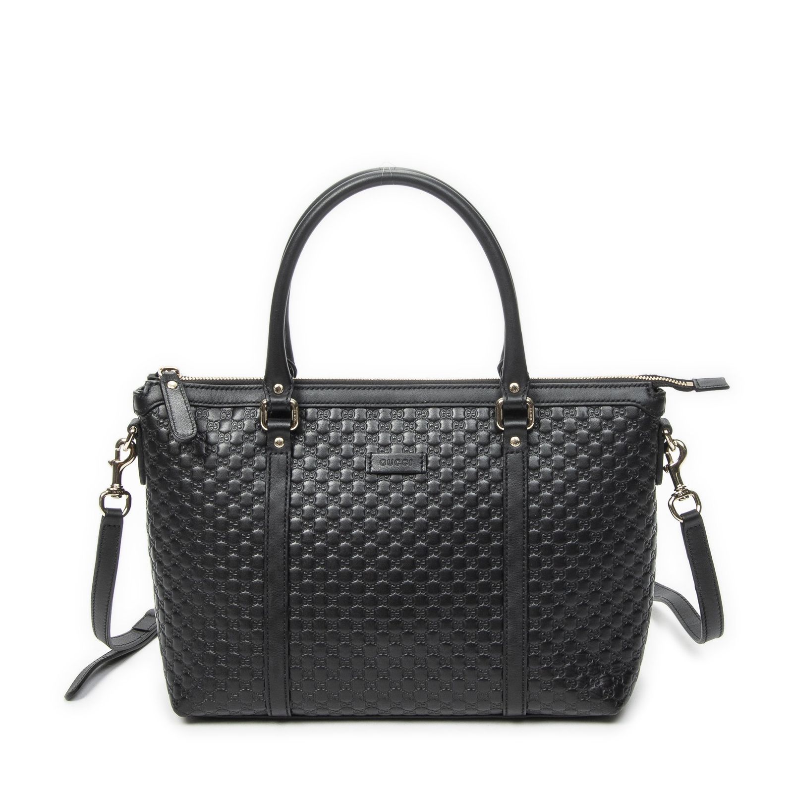 [中古] GUCCI グッチConvertible Satchel黒ミクログッチシマレザーA