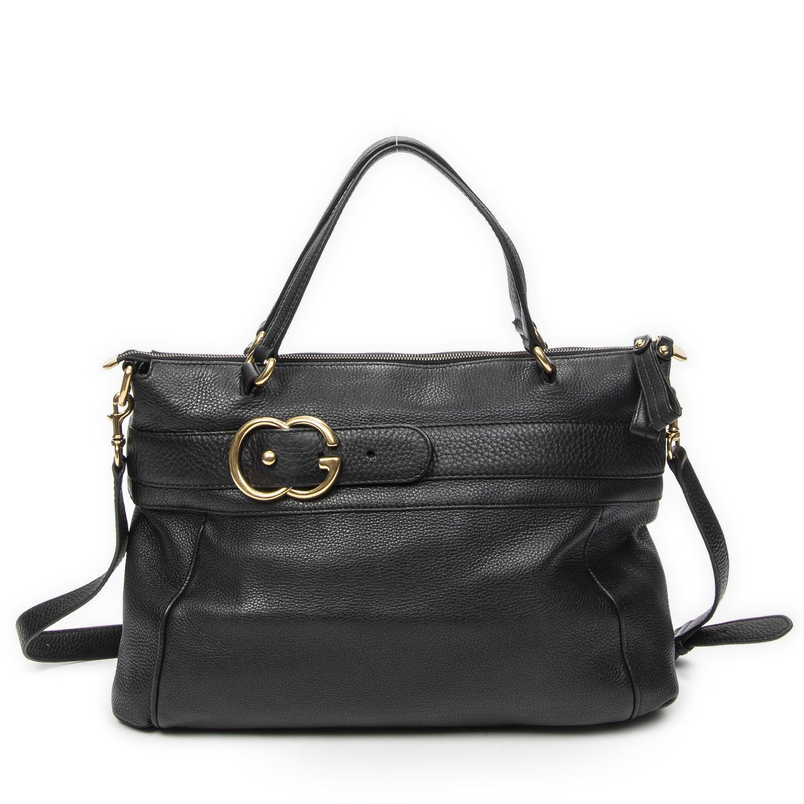 [中古] GUCCI グッチGGライドトップハンドル黒グレインカーフスキンレザーA