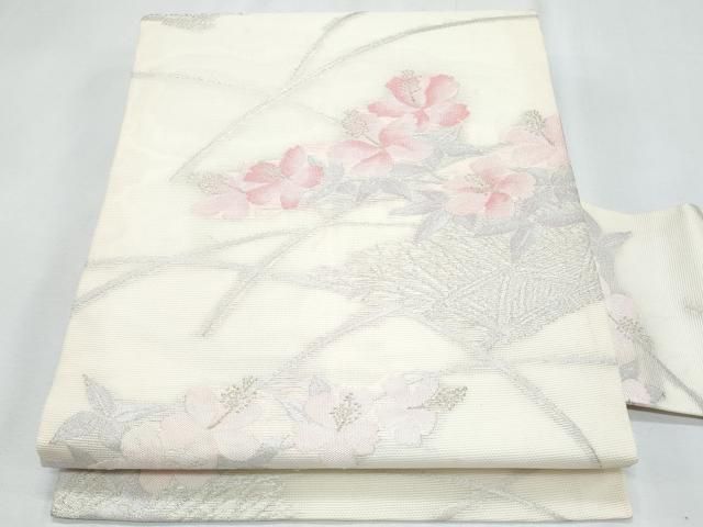 平和屋着物*夏物 九寸名古屋帯 枝花文 金銀糸 正絹 逸品 CABH8007fb