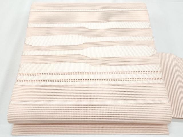 平和屋着物＊夏物　八寸名古屋帯　絽綴れ　横段文　虹色　正絹　逸品　CABH8009fb