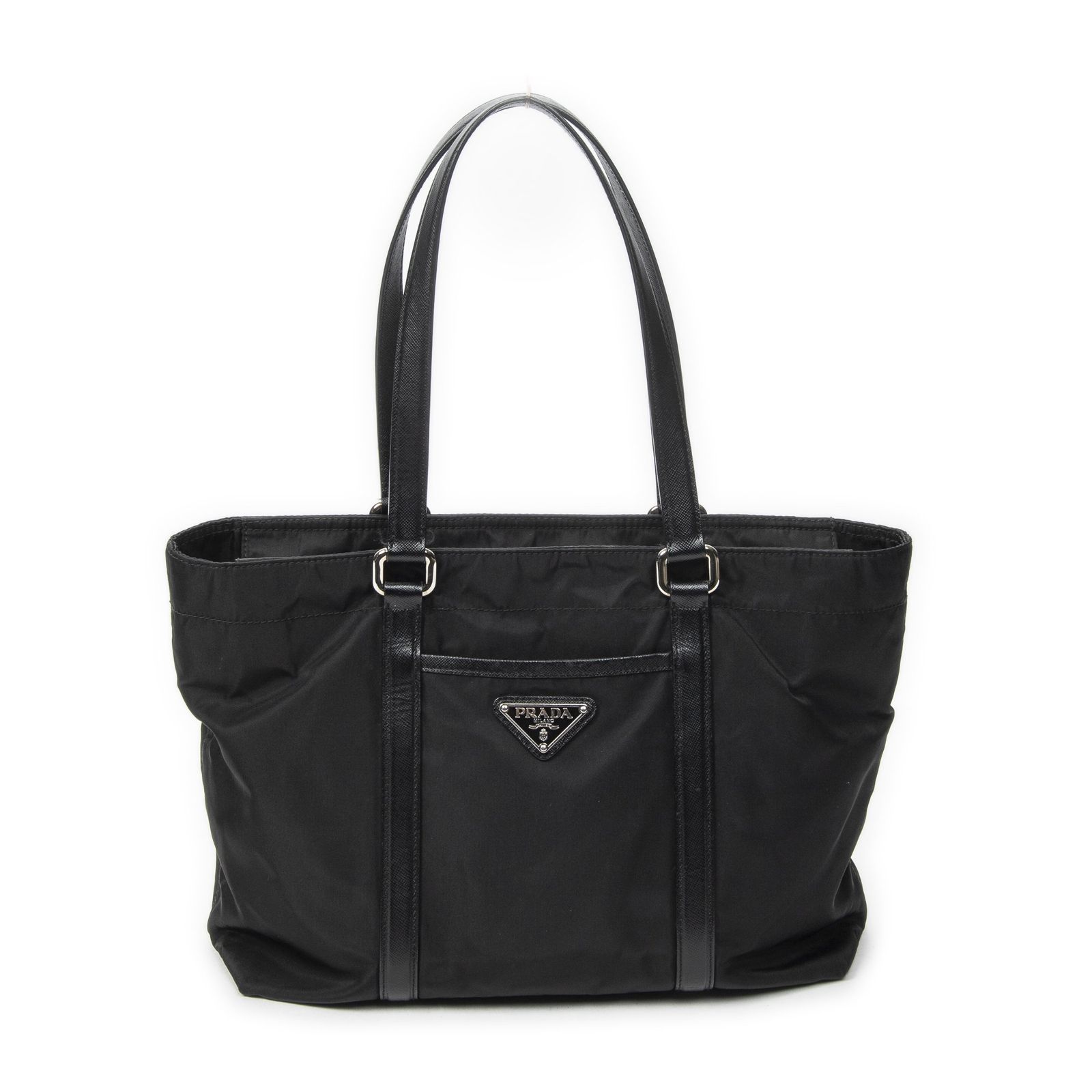 [中古] PRADA プラダジップショッピングトート黒ナイロンキャンバスA