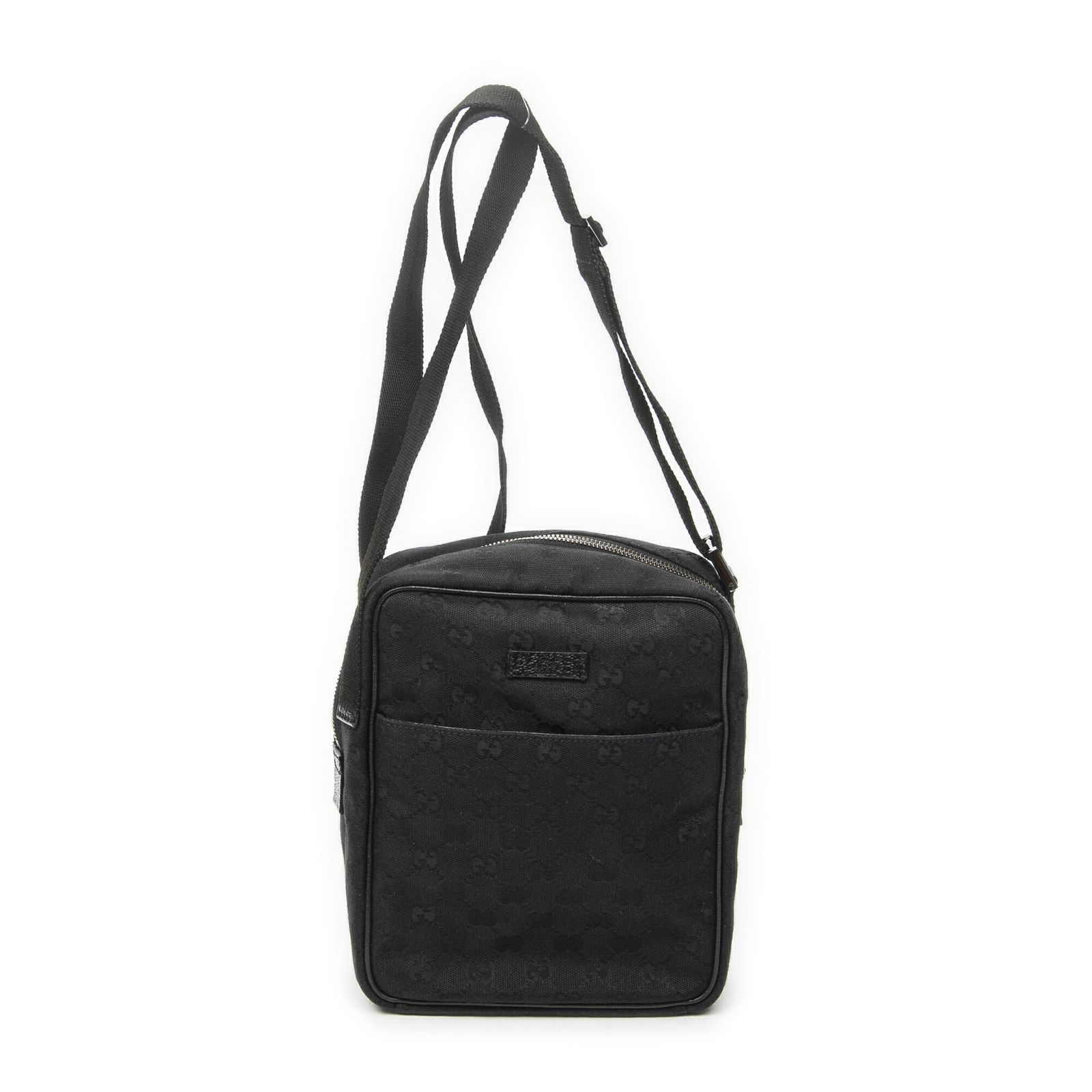 [中古] GUCCI グッチミニジップクロスボディ黒GGキャンバスA