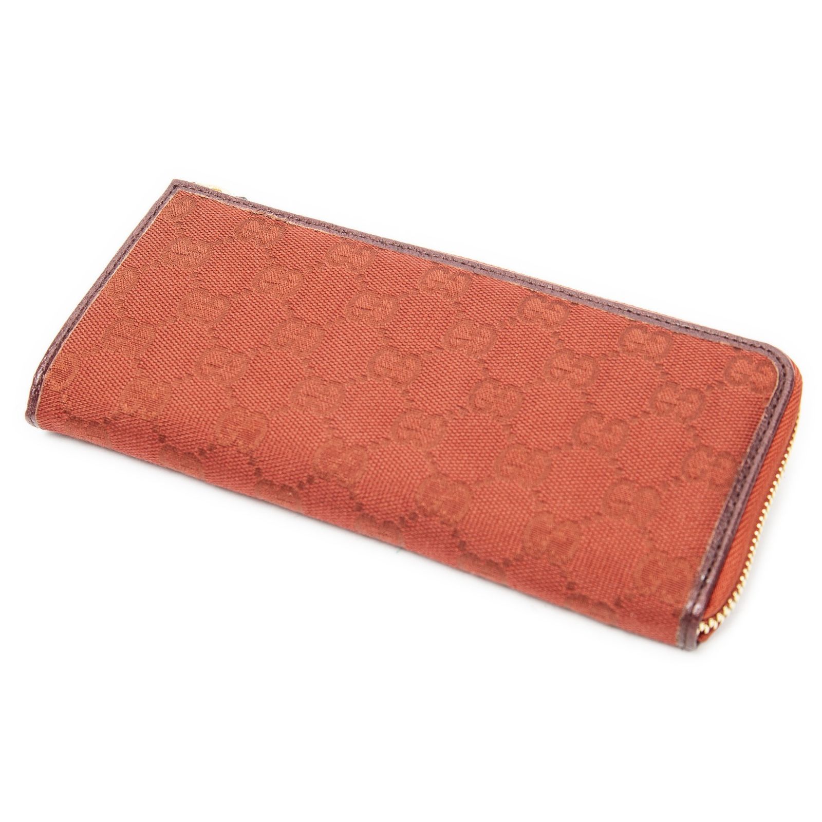[中古] GUCCI グッチL-Shaped Zip Around Wallet赤GGキャンバスA