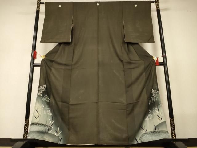k*m様 J16⭐️アンティーク着物　大正ロマン　レトロ　黒留袖　夏着物　絽　逸 平和屋着物＊夏物 アンティーク 大正ロマン 黒留袖 絽 刺繍 草花文 暈