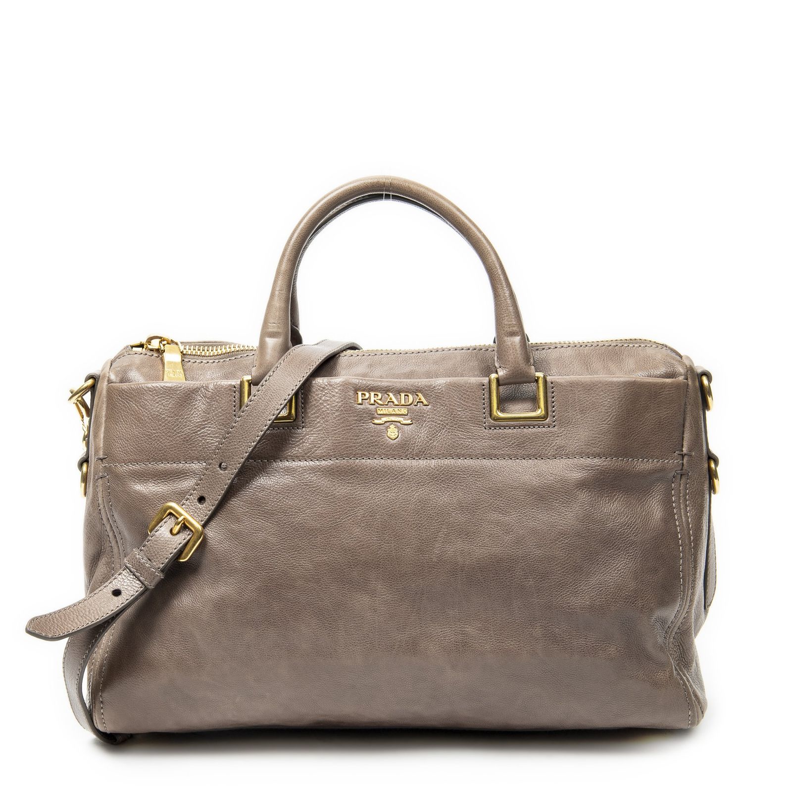 [中古] PRADA プラダSlip Pocket Soft Bostonライトブラウンヴィテッロ ラックスA