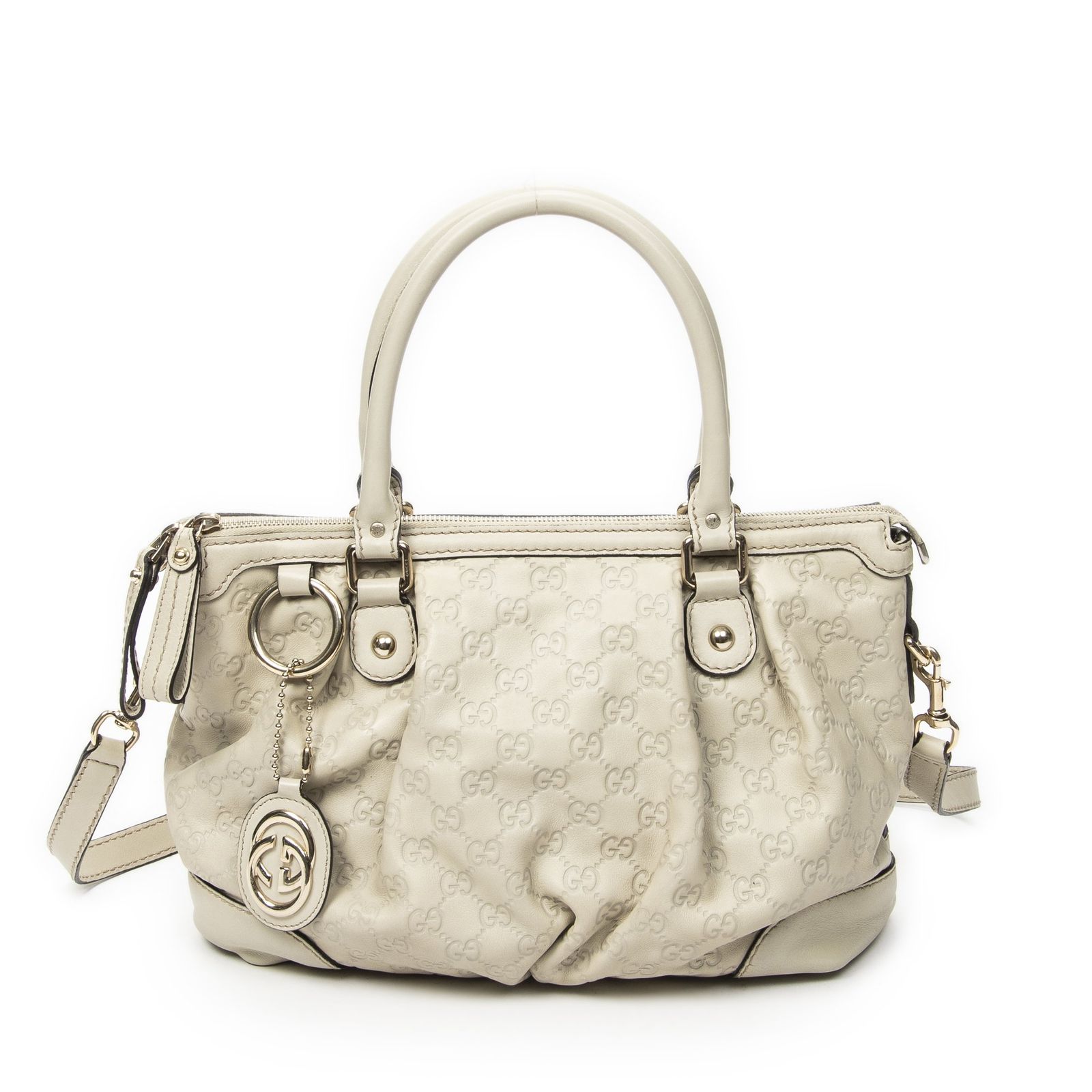 [中古] GUCCI グッチSukey Top HandleアイボリーグッチッシマA