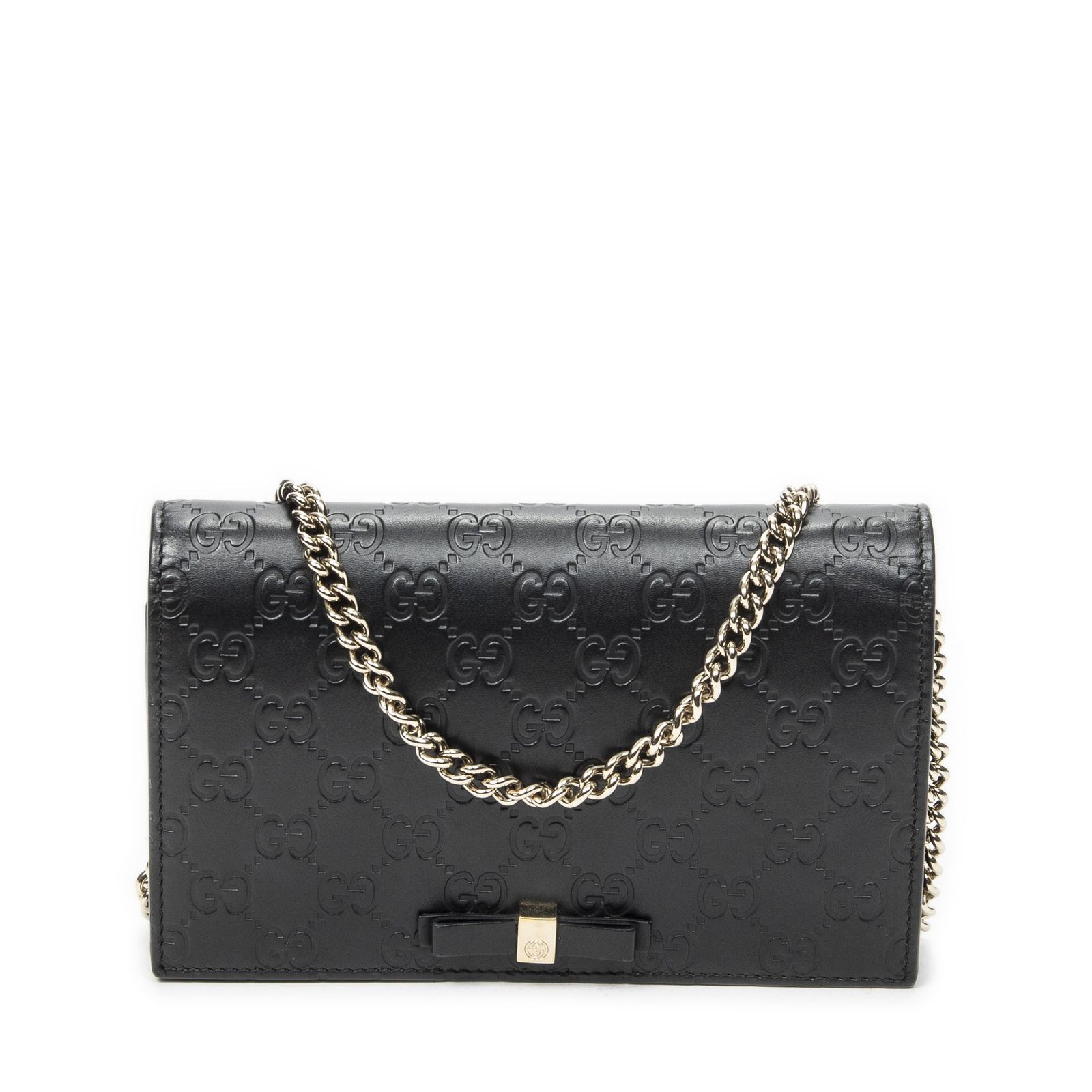 [中古] GUCCI グッチSignature Bow Chain Wallet黒グッチッシマA