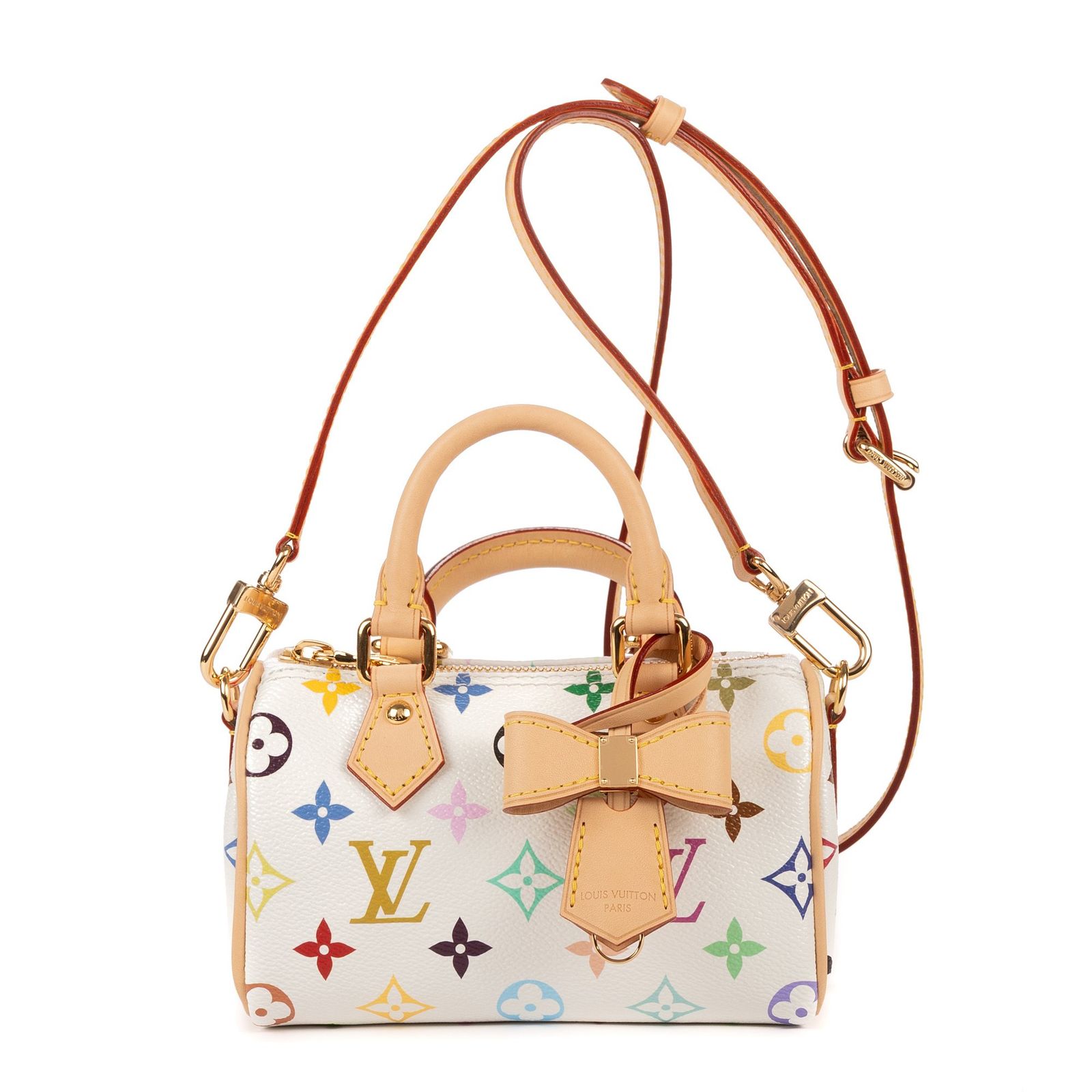 [中古] LOUIS VUITTON ルイヴィトンLtd. Ed. LV x Takashi Murakami ナノ・スピーディ白、マルチカラーマルチカラーのモノグラムN