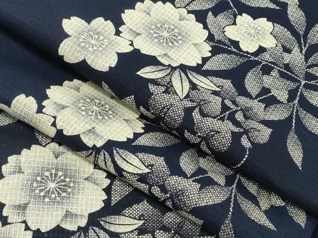 平和屋着物∴夏物 浴衣 綿麻紅梅 舞桜 藤花房 綿麻 逸品 CABH1379ng