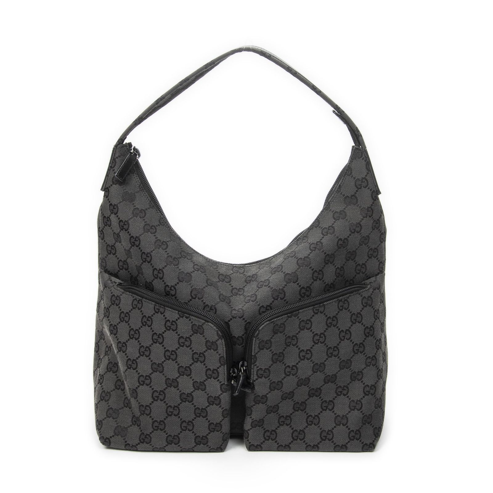 [中古] GUCCI グッチ2WAY ホーボーバッグ黒GGキャンバスA