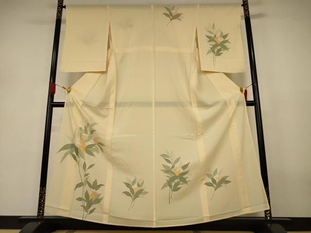 平和屋着物＊夏物　訪問着　絽　草花文　銀彩　正絹　逸品　AABJ3290jd