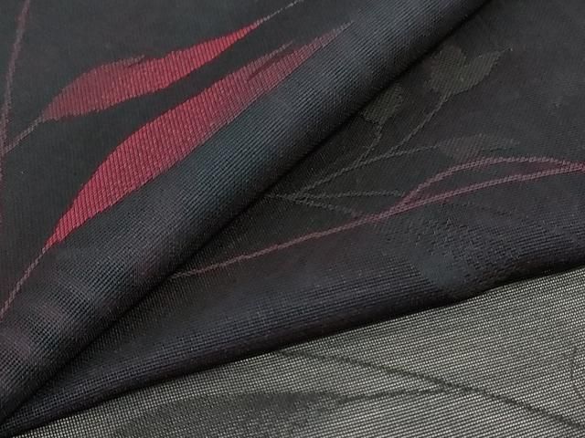 平和屋着物＊夏物　小紋　紗　枝葉文　正絹　逸品　AABI9945jd