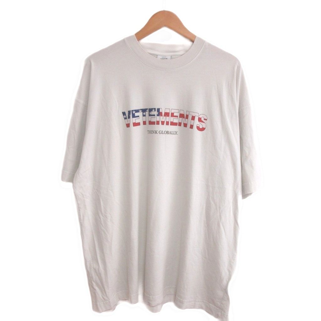 ヴェトモン VETEMENT US Logo Oversized T-Shirt Tシャツ 半袖 ロゴ M 白 ホワイト ■MNK9