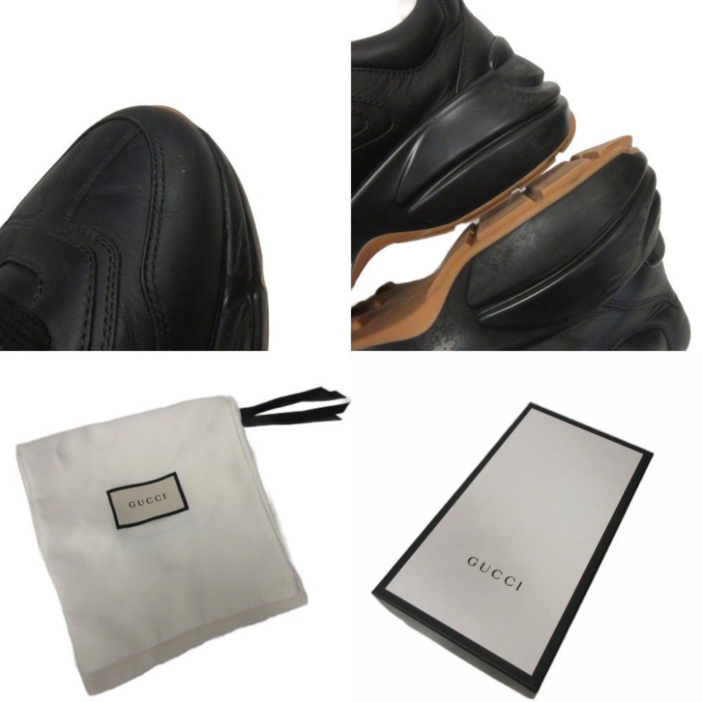 グッチ GUCCI ライトン GGスプリーム ダッドスニーカー レザー 10 黒 