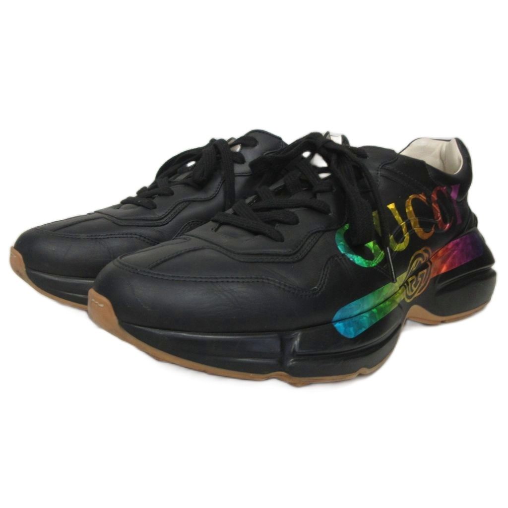 グッチ GUCCI ライトン GGスプリーム ダッドスニーカー レザー 10 黒