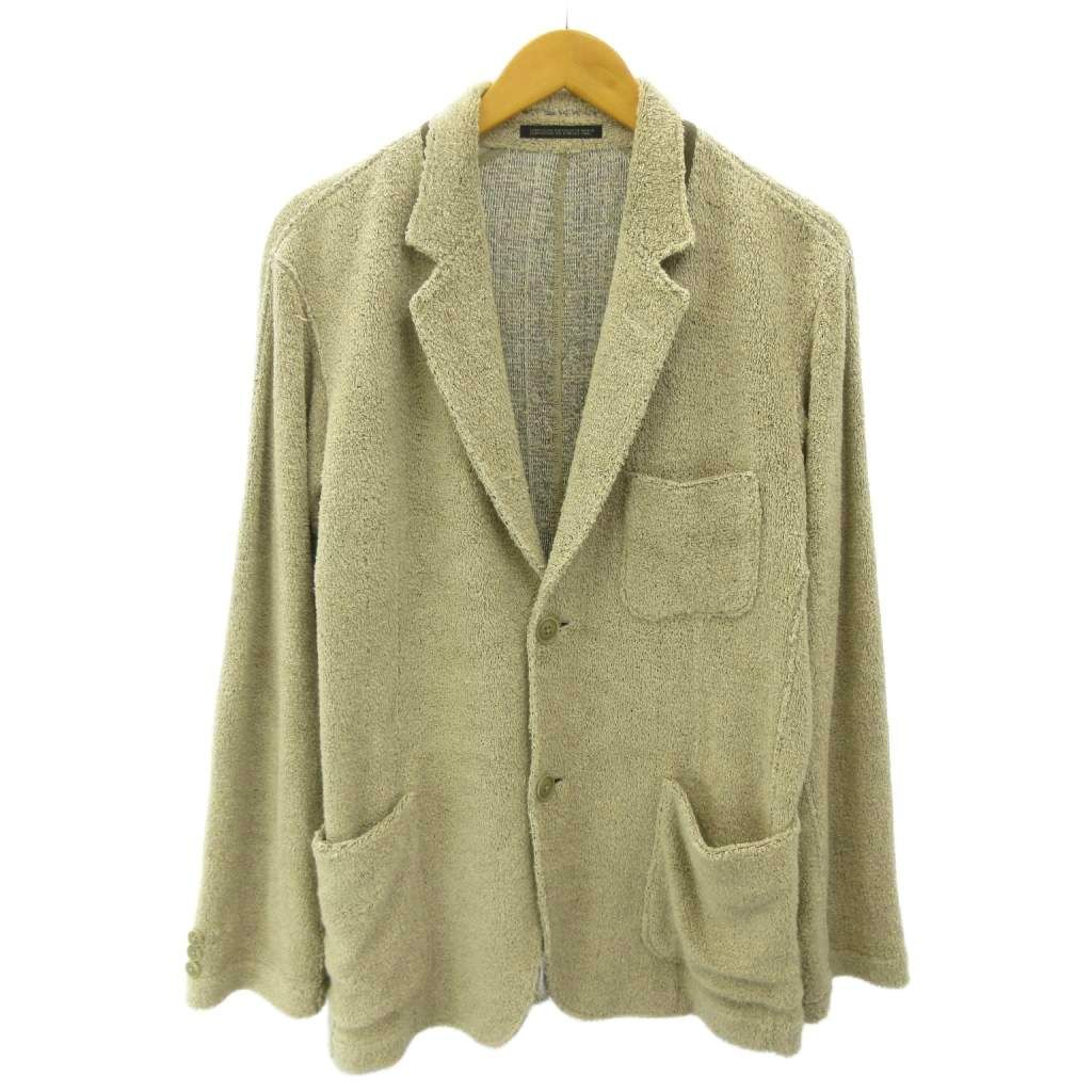 ヨウジヤマモトコスチュームドオム YOHJI YAMAMOTO COSTUME D'HOMME 美品 テーラードジャケット 背抜き 2B 麻 リネン 2 ベージュ HU-J88-351 0605