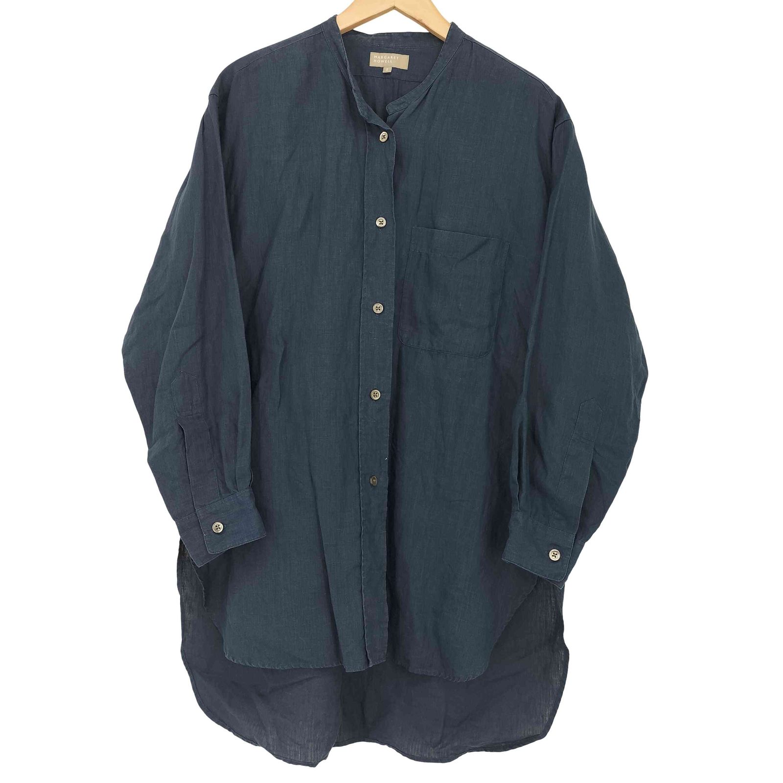 マーガレットハウエル MARGARET HOWELL SHIRTING LINEN LONG SHIRTS 120NAVY レディース JPN：2