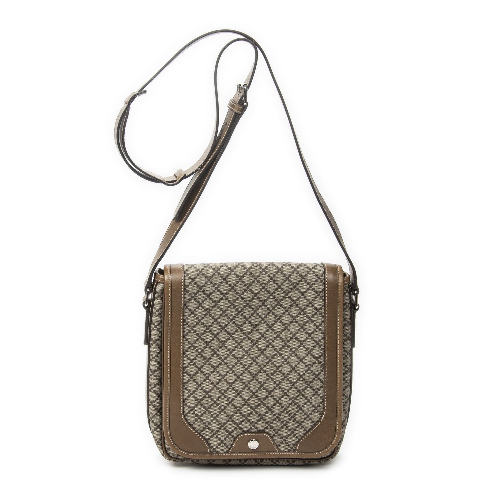 [中古] GUCCI グッチスモール フラップ クロスボディベージュ/ブラウンプリントPVCキャンバスA