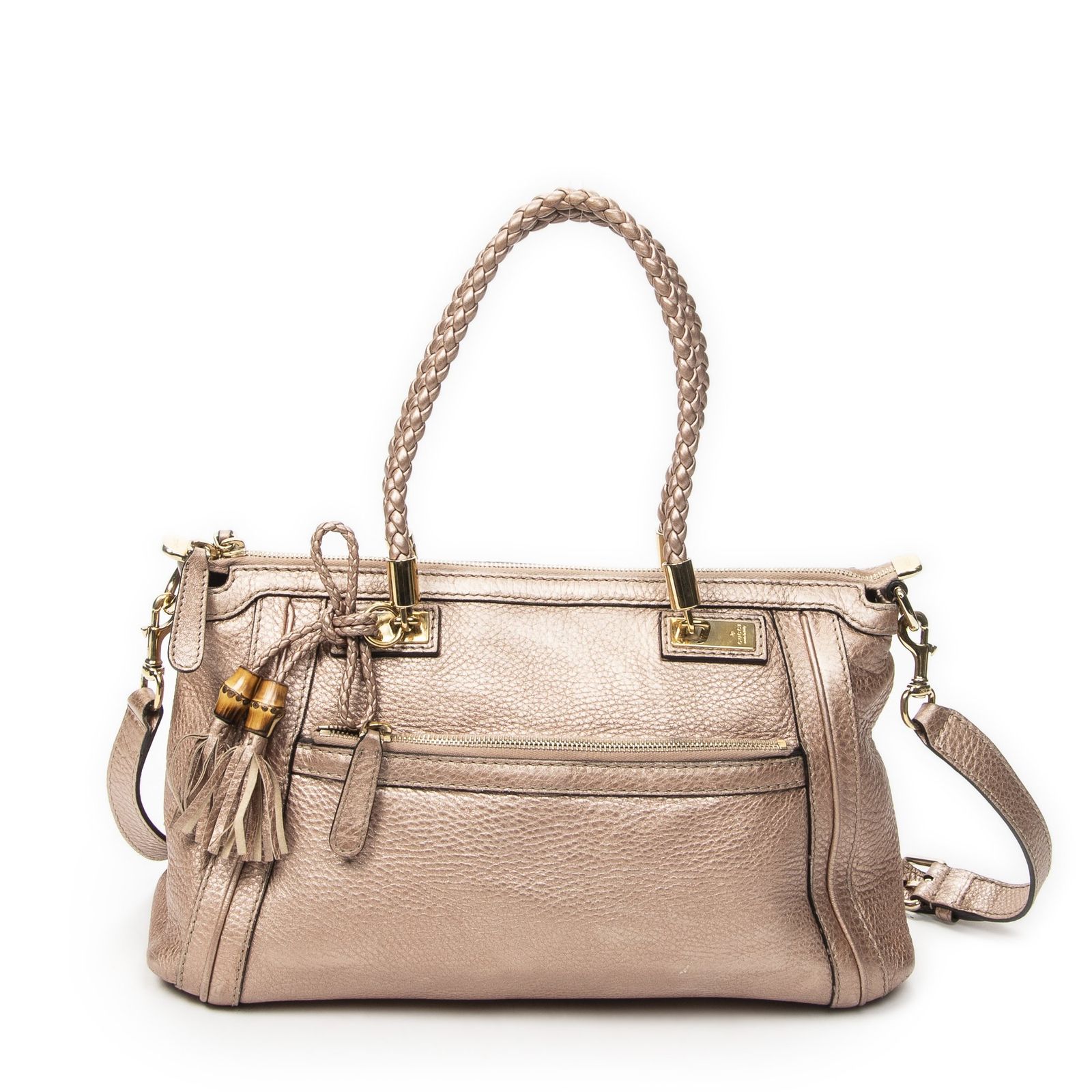 [中古] GUCCI グッチバンブー トートバッグピンクグレインカーフスキンレザーA