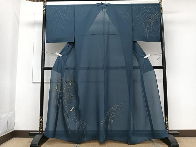 平和屋着物＊夏物　訪問着　絽　竹屋町刺繍　枝垂れ蜻蛉　金彩　正絹　逸品　CABG7157xi