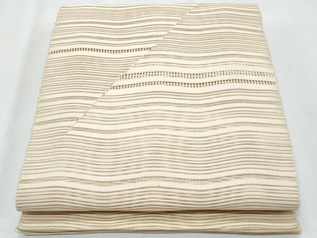 平和屋着物＊夏物　八寸名古屋帯　絽つづ　よろけ縞　正絹　逸品　CABG9993fb