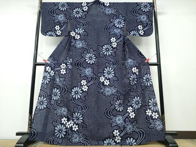 平和屋着物∴夏物　浴衣　有松鳴海絞り　流水舞菊文　綿　逸品　CABH1352ng