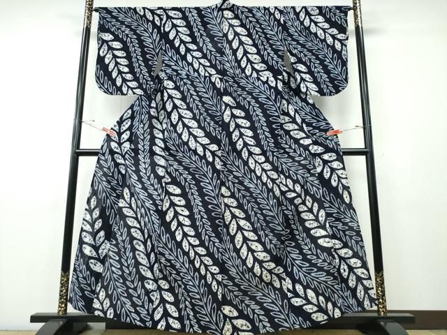 平和屋着物∴夏物　浴衣　有松鳴海絞り　枝葉文　綿　逸品　CABH1355ng