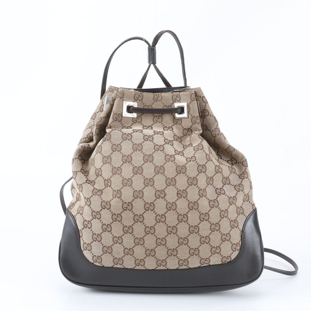 美品 グッチ GGキャンバス 003 0249 レザー リュックサック ナップサック バックパック バッグ A4 レディース WBM ED41-9【中古】