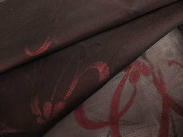 平和屋着物＊夏物　小紋　紗　枝花文　黒地　正絹　逸品　AABJ0804cs