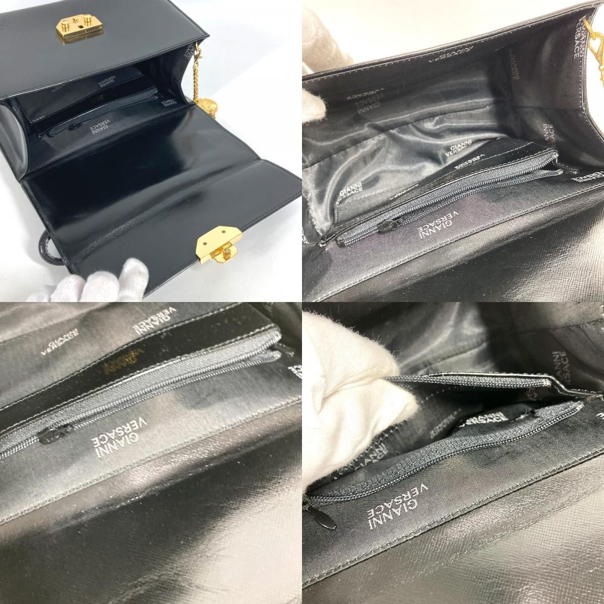 VERSACE ヴェルサーチ ハンドバッグ サンバースト ロゴ バニティバッグ