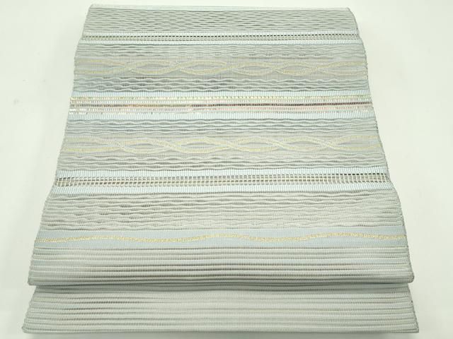 平和屋着物＊夏物　八寸名古屋帯　絽綴れ　横段文　金糸　正絹　逸品　CABG7524rv