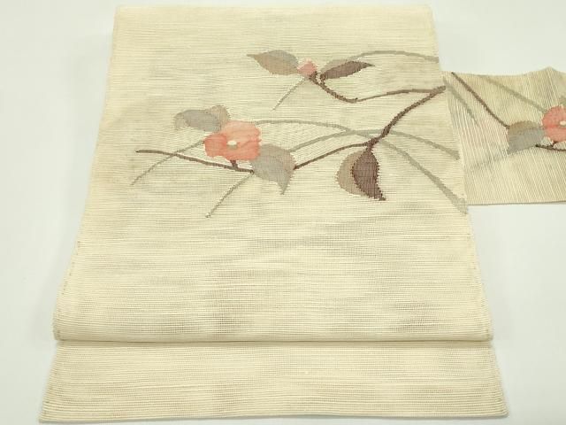 平和屋着物＊夏物　八寸名古屋帯　枝花文　正絹　逸品　CABG7529rv