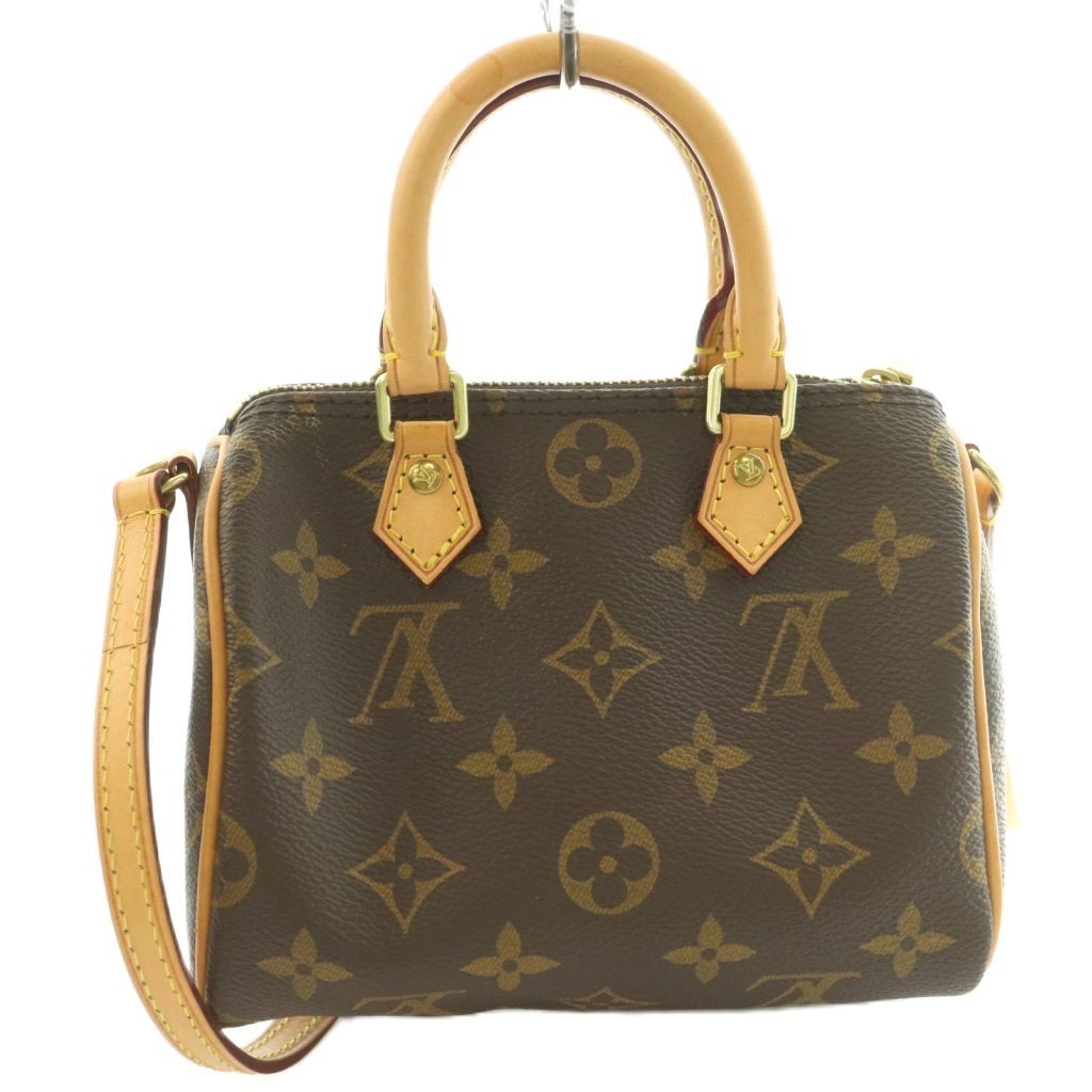 ルイヴィトン LOUIS VUITTON モノグラム ナノ スピーディ 2WAY ハンドバッグ ショルダー キャンバス ロゴ 茶 ブラウン M61252 /BB ■OH ■SH