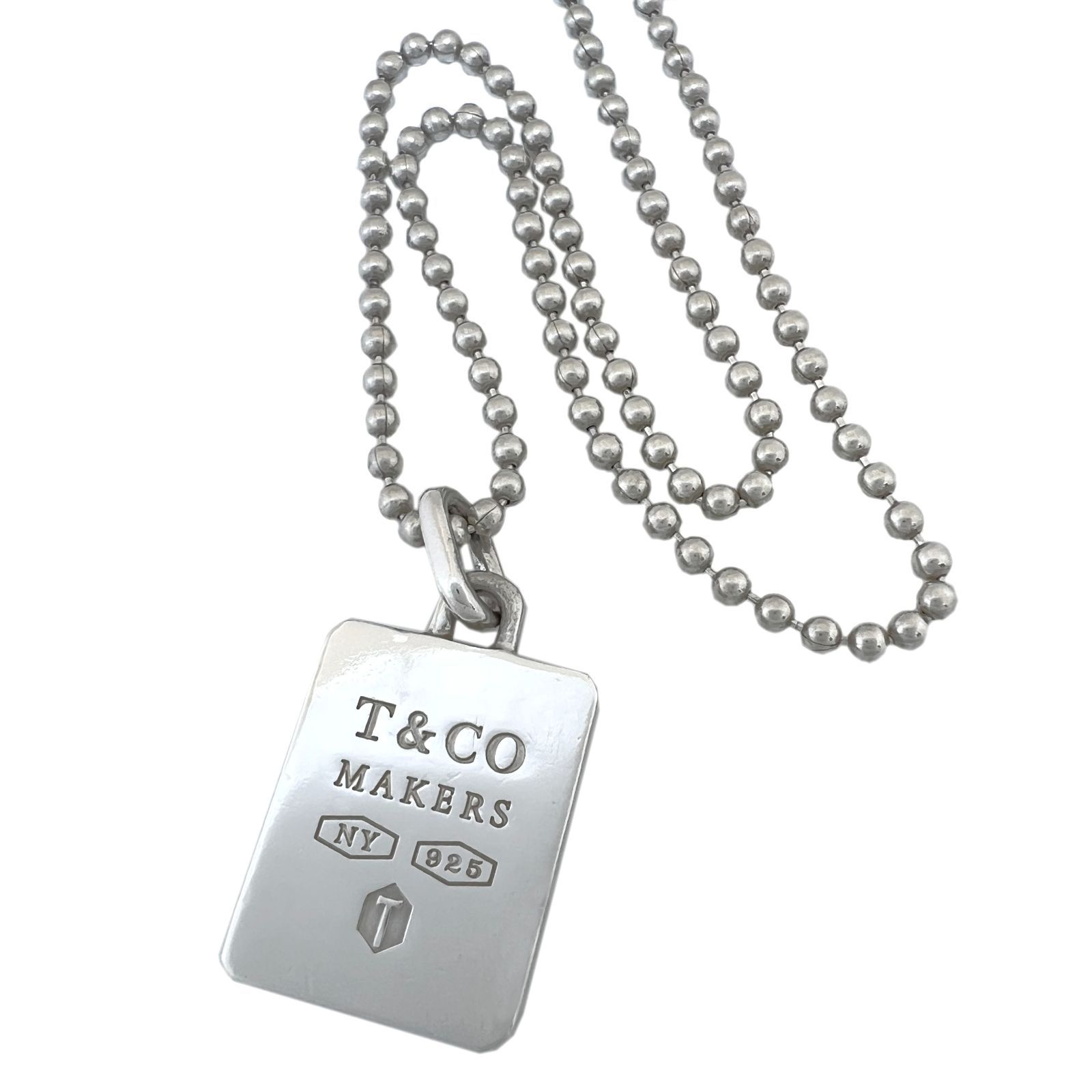 TIFFANY＆Co.　ティファニー　ネックレス　メイカーズ　MAKERS　925　ボールチェーン　60cm　スクエア　シルバー