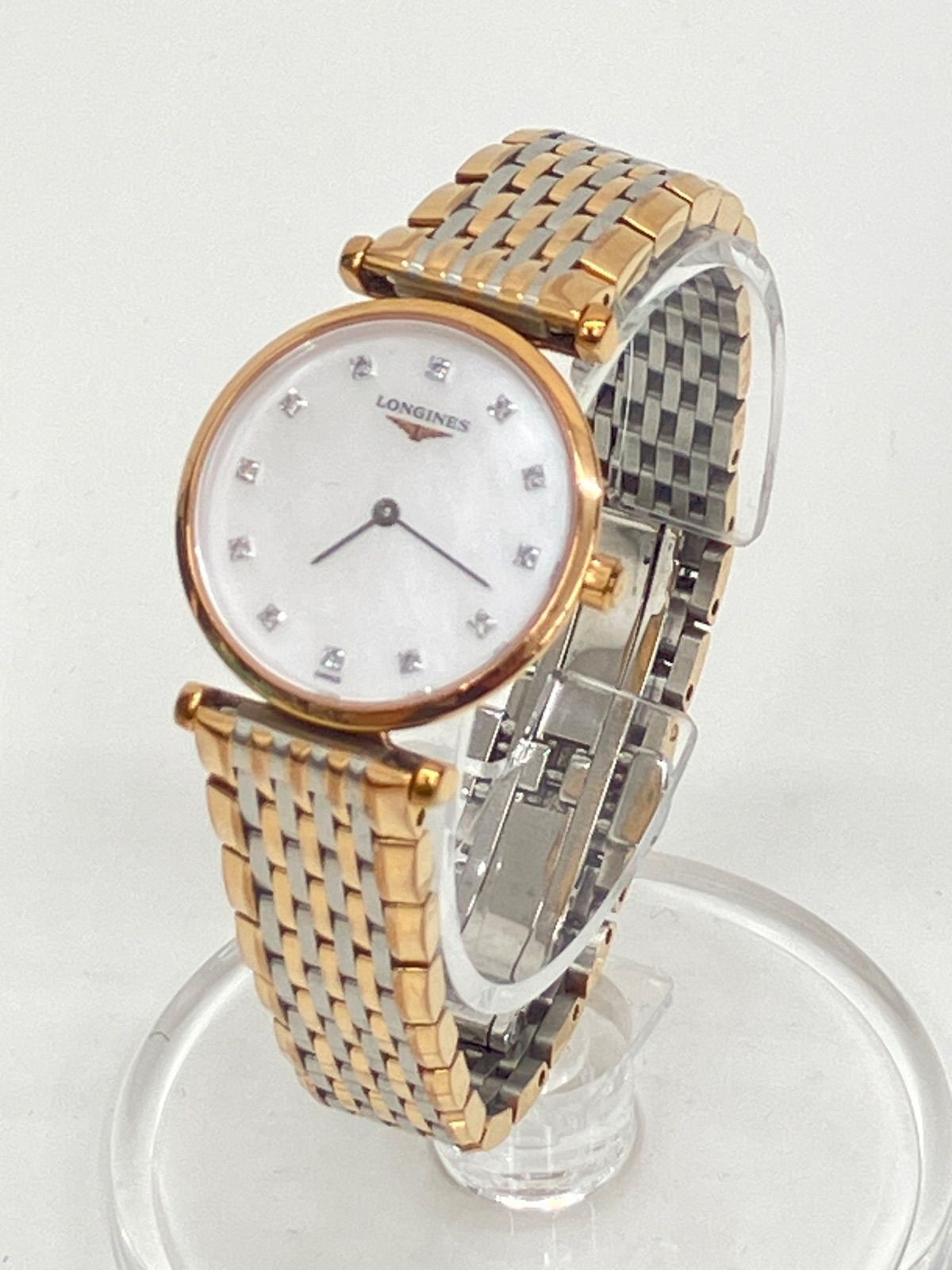 【美品】 LONGINES ロンジン L4.209.1 グランドクラシック 12Pダイヤ クォーツ レディース No.653