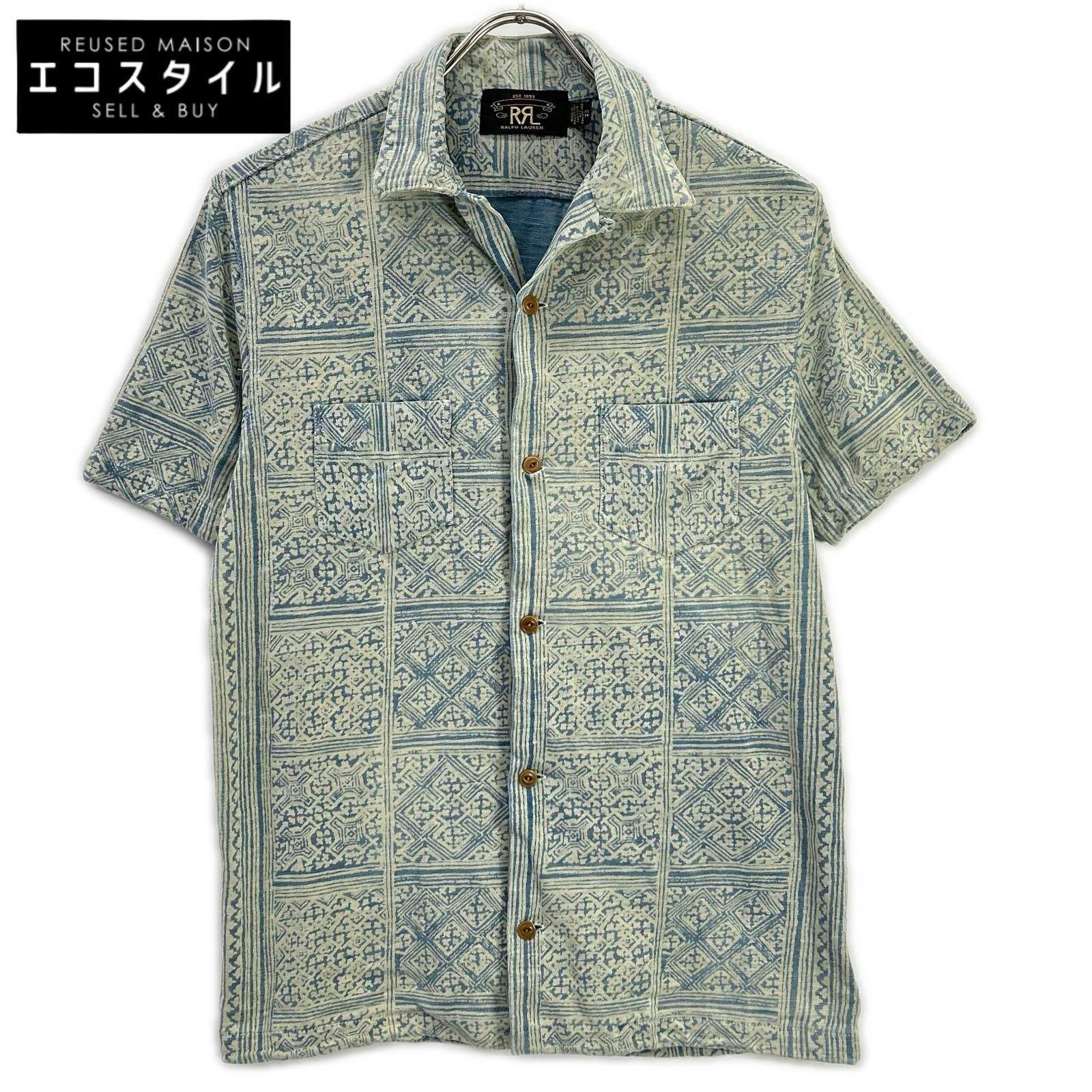RRL　ダブルアールエル　MNRRKNI1N820022 インディゴ×クリーム コットン Bandana Print Jersey Camp Shirt/バンダナプリント ジャージーキャンプシャツ　XS