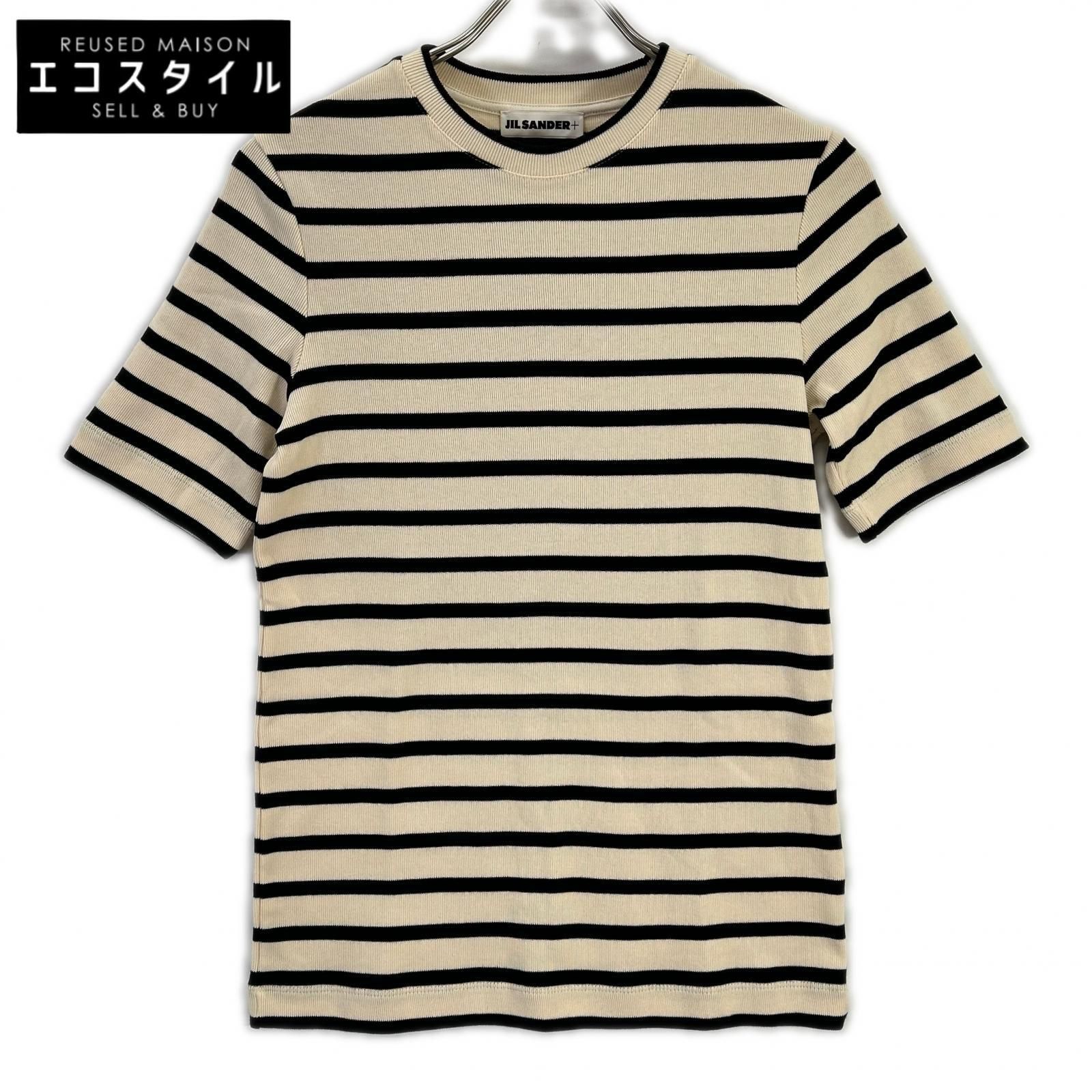 JIL SANDER+　ジルサンダープラス　J40GC0111 J46497 アイボリー ボーダー 半袖Tシャツ　S