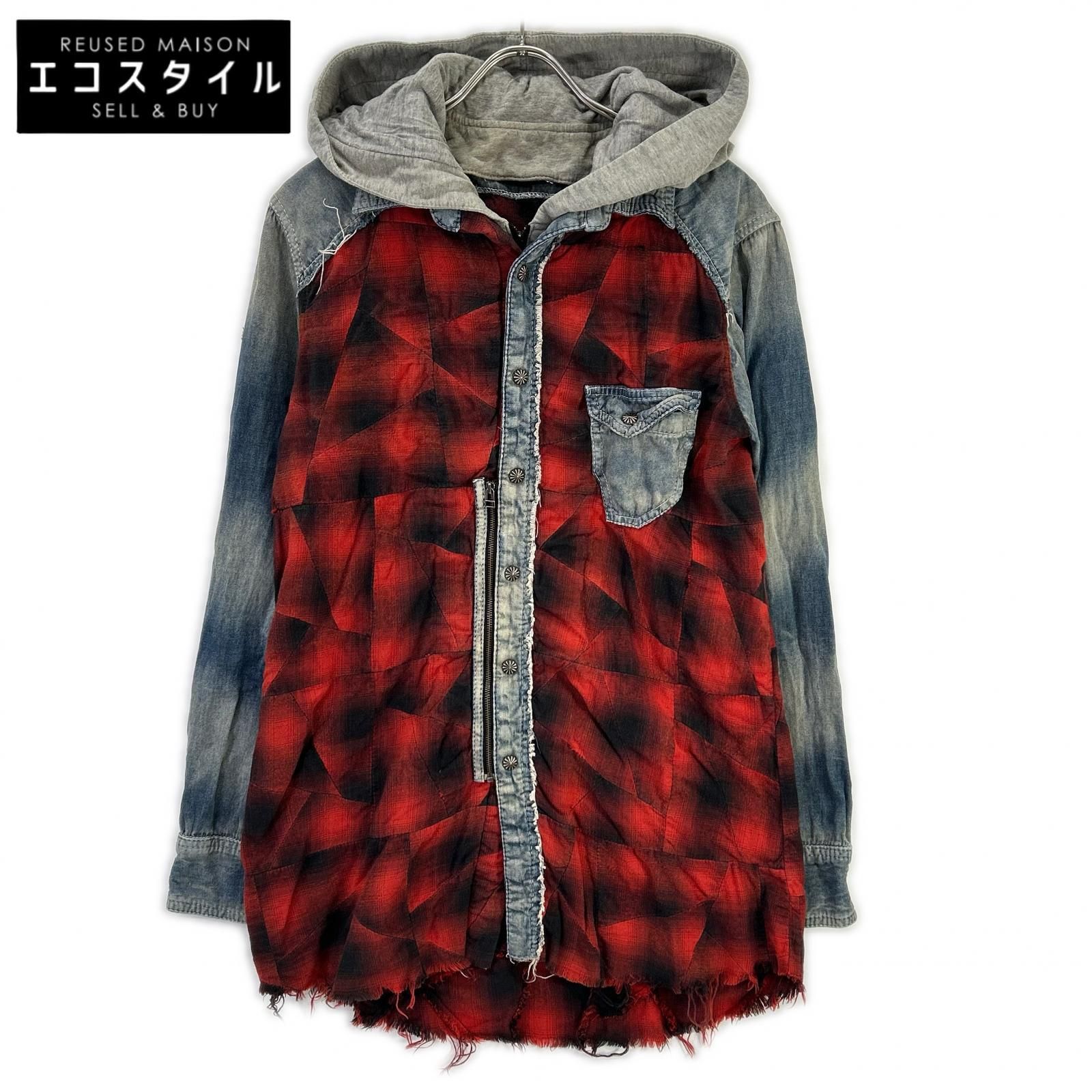 14th addiction　フォーティーンス アディクション　FRANCES チェック柄 フーディー シャツ　3