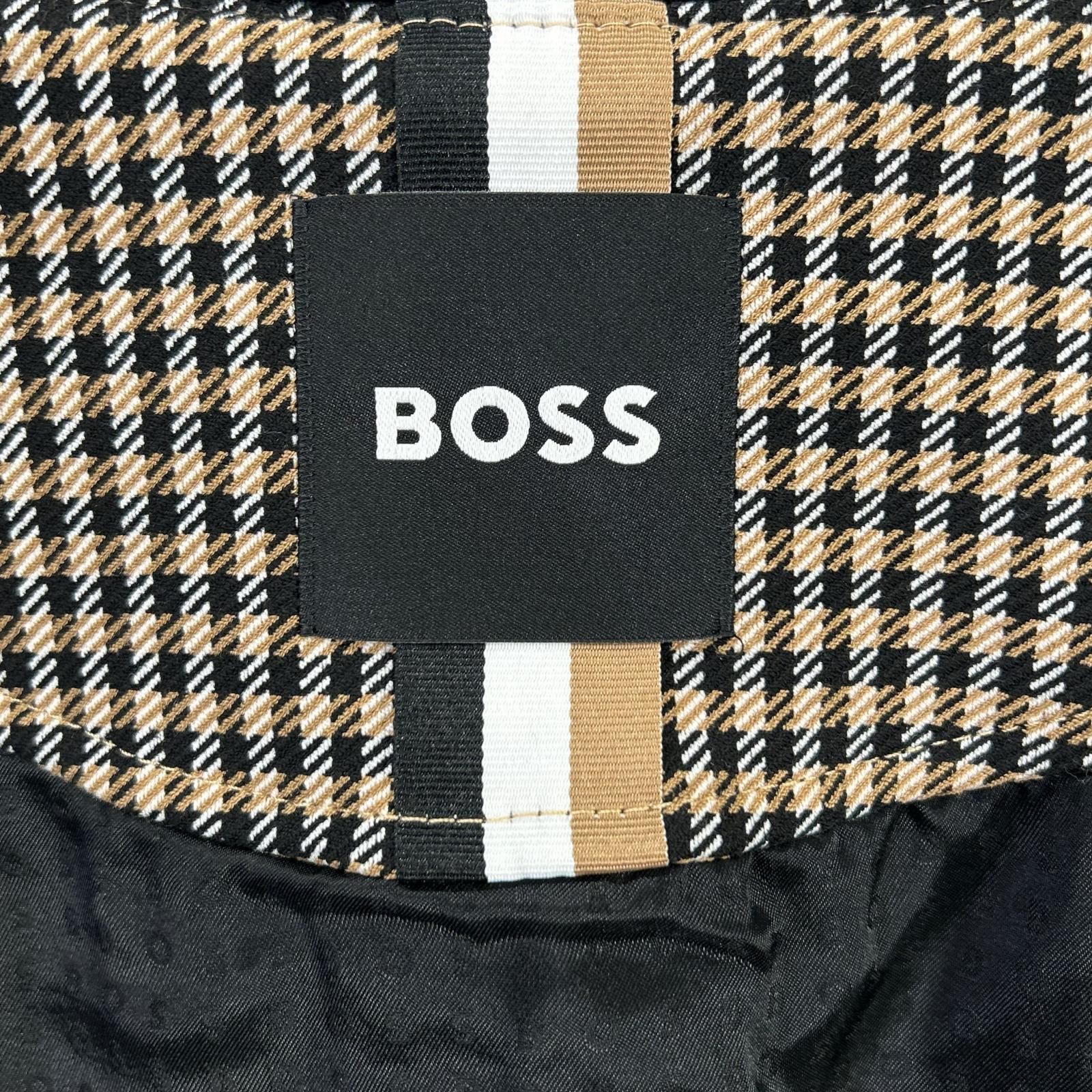 BOSS　ボス　ブラウン ガンクラブチェック ジップアップブルゾン　48