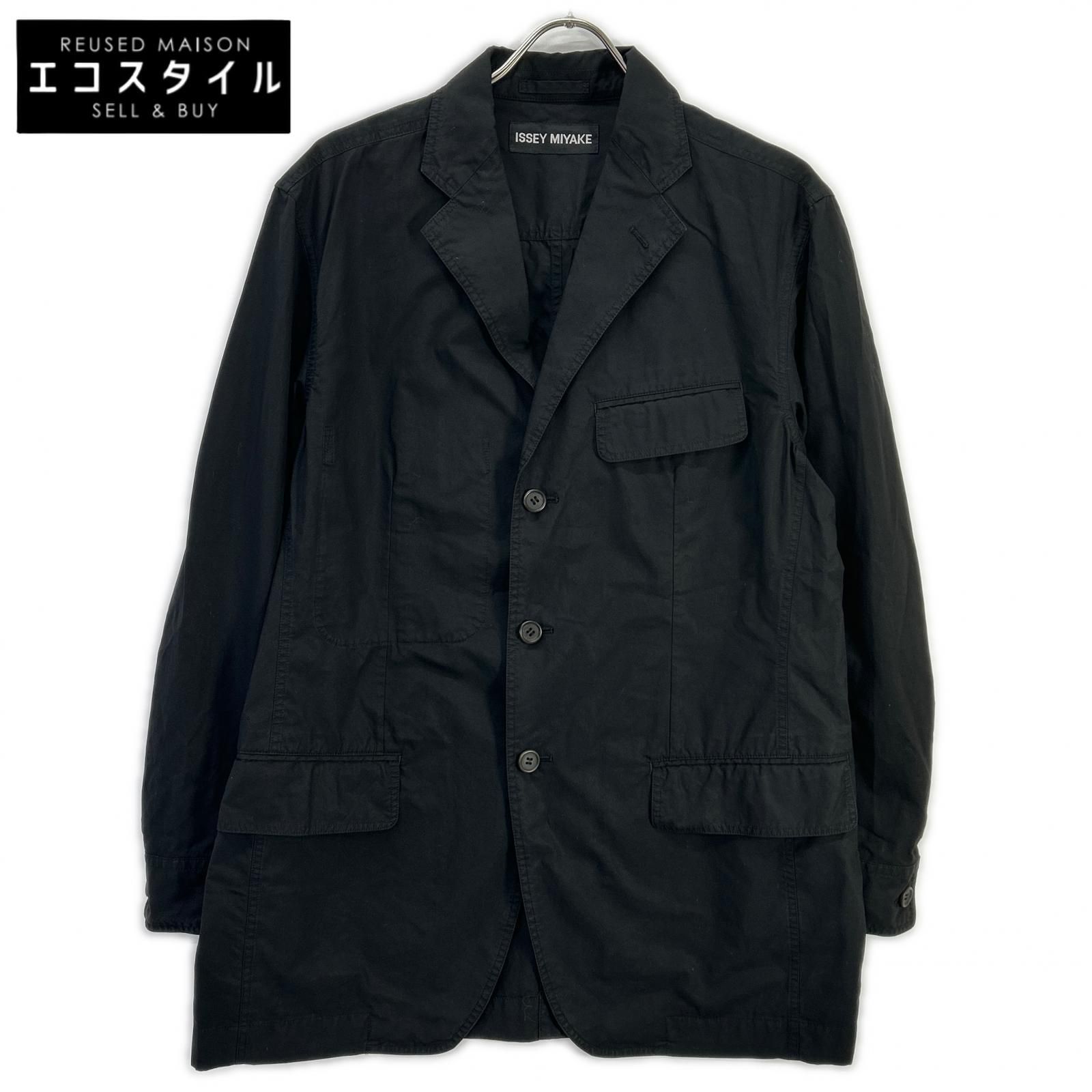 ISSEY MIYAKE　イッセイミヤケ　07年 ME71FU111 ブラック コットン 3Bテーラードジャケット　3