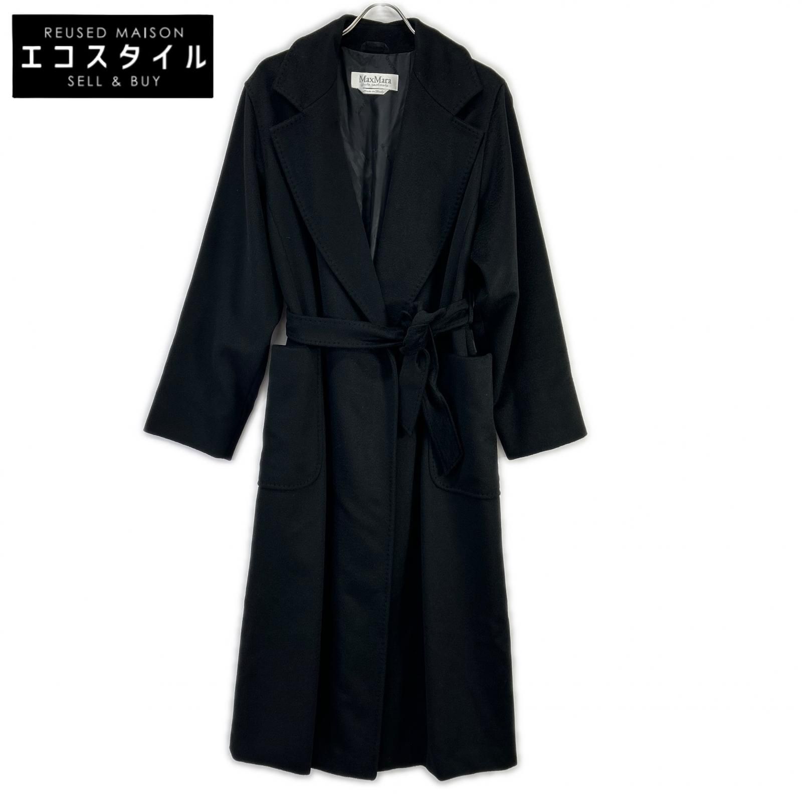 Max Mara　マックスマーラ　TIC1001 ブラック カシミヤ100% ロングコート　42