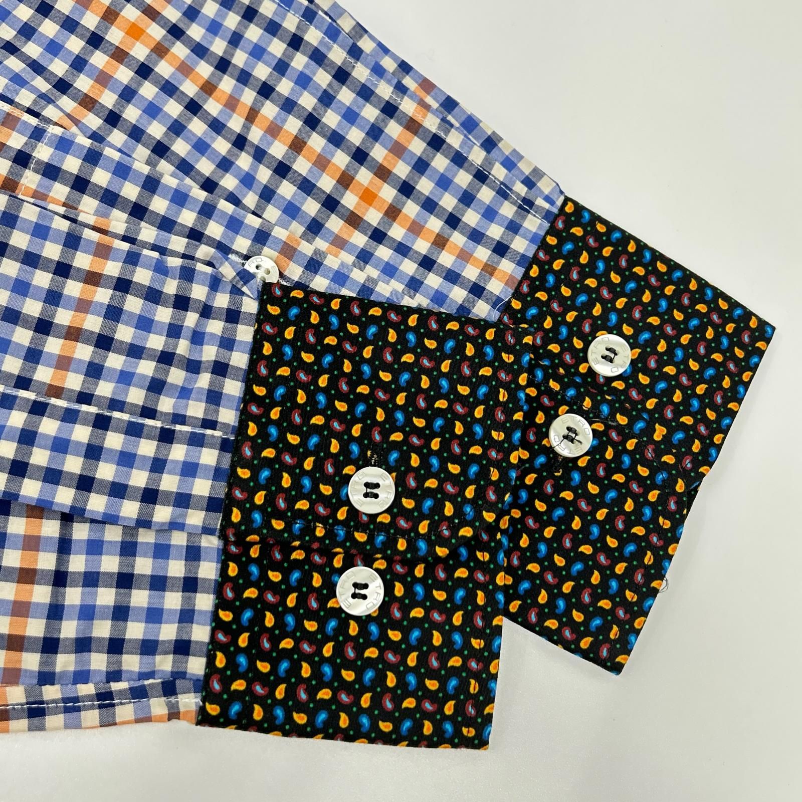 ETRO エトロ ブルー ペイズリーカラー チェック柄 ロングスリーブ
