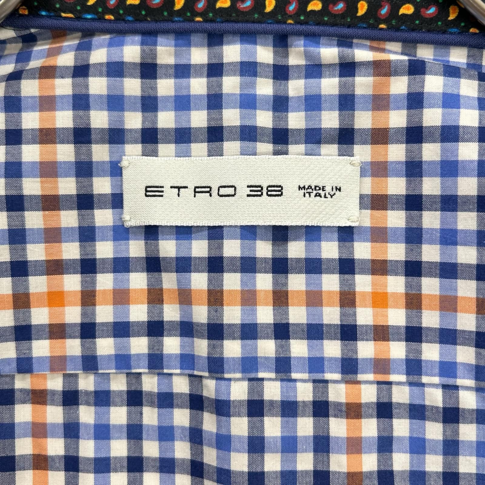 ETRO エトロ ブルー ペイズリーカラー チェック柄 ロングスリーブ