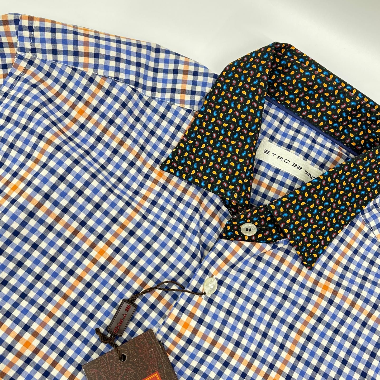 ETRO エトロ ブルー ペイズリーカラー チェック柄 ロングスリーブ