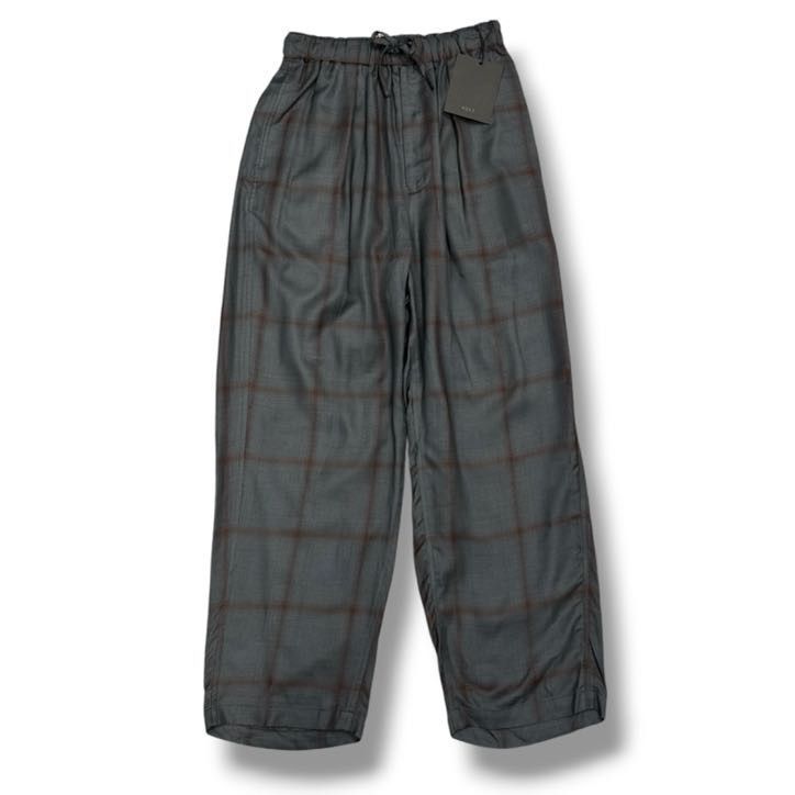 参考上代39,600円 未使用品 YOKE 24AW RAYON WOOL OMBRE PLAID EASY PANTS レーヨンウールオンブレプレイドイージーパンツ ヨーク YK24FW0792P チャコール 1 1809A1