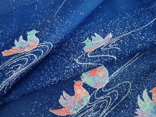 平和屋着物＊夏物　小紋　絽　鴛鴦　洗える着物　AABI9754cs